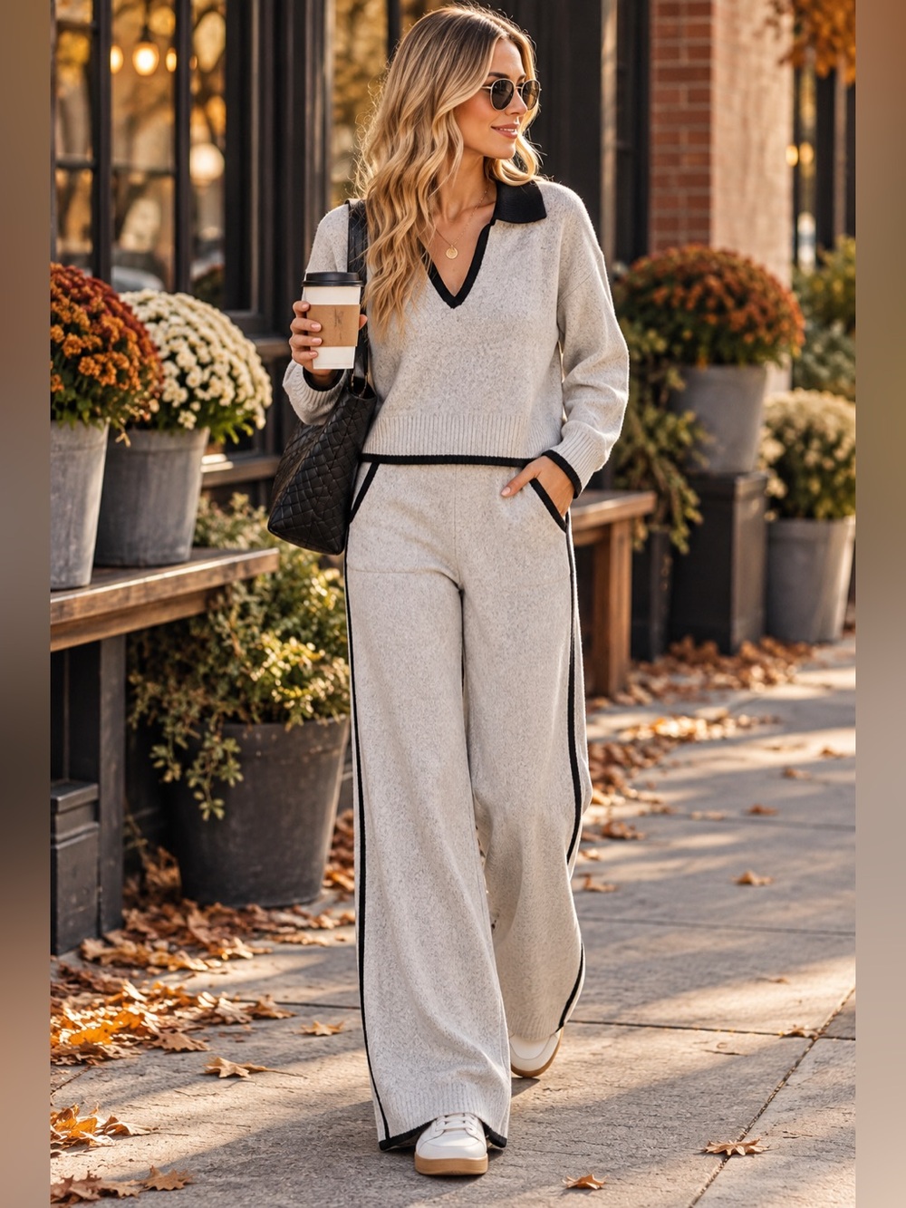 WeWoreWhat Knit Lounge Set XS/XXS NWT Sweater + Wide Leg Pants MSRP $256